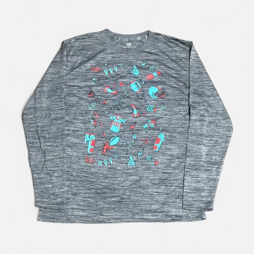 Tek gear grey large size (width 18-1/2in, length 23-1/2in) football T shirt